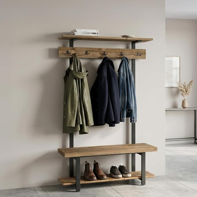 Pomona Solid Wood Entryway Hall Tree - Image 4