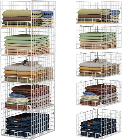 5-Tier Stackable Closet Storage Shelves, Closet Organizers and Storage Basket by FollowWithYociyogaTogether