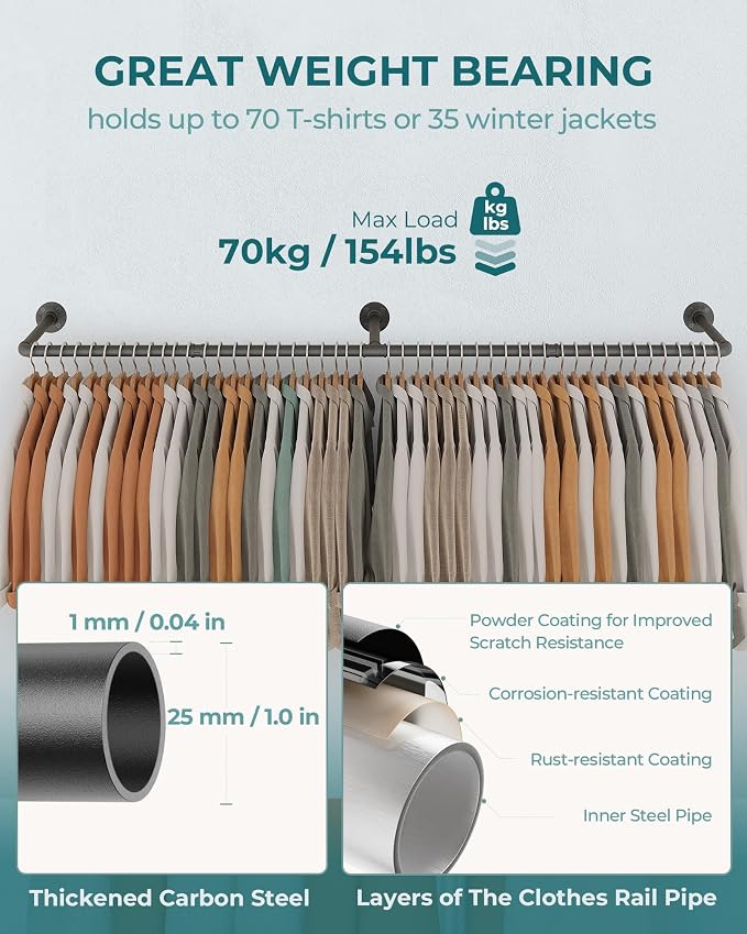 OROPY 65.7" Heavy Duty Industrial Pipe Clothes Rack - Image 5