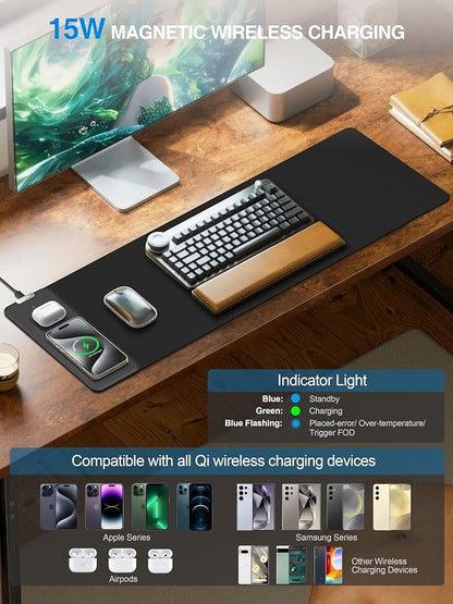 TopMade Mouse Pad with 15W Fast Wireless Charging, 31.5"x11.81" XL Large Gaming - Image 2