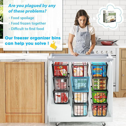 SUNALLY Freezer Organizer Bins, 4 Pack Stackable Chest Freezer Organizer - Image 6