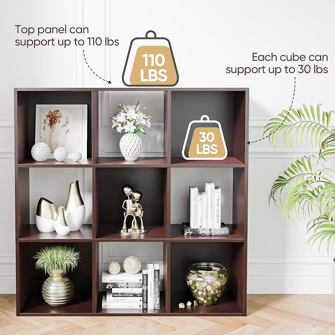 ZenStyle 9 Cube Storage Shelf Organizer, Wooden Bookshelf System Display Cube - Image 4