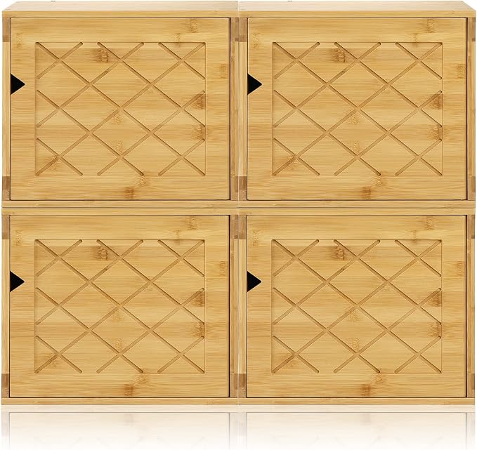 Fasmov Cube Storage Organizer, Bamboo Cube Bookshelf, Stackable Connect Storage - Image 3
