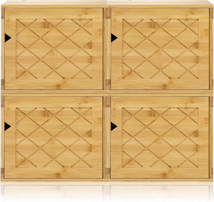 Fasmov Cube Storage Organizer, Bamboo Cube Bookshelf, Stackable Connect Storage - Image 3