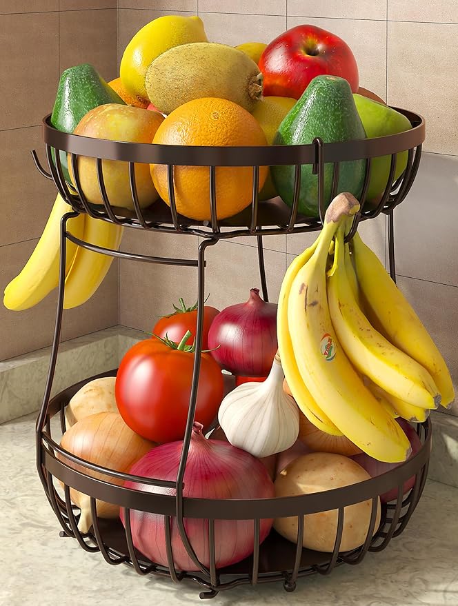 Sevenblue 2 Tier Fruit Bowl for Kitchen Counter by Sevenblue