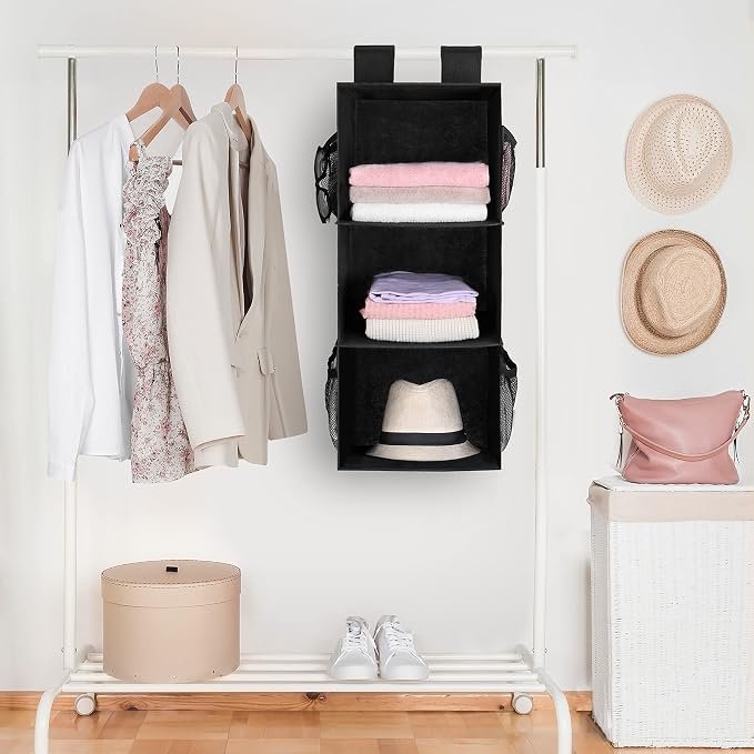 MAX Houser 3-Shelf Hanging Closet Organizer, Hanging Sweater Organizer - Image 2