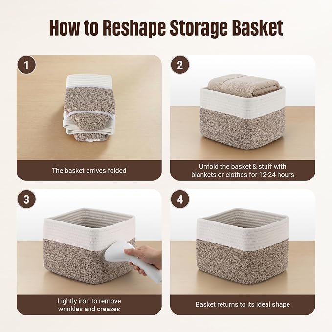 5-Pack Storage Cubes Woven Rope Baskets, 2 Sizes Organizer Bins | Ideal - Image 7