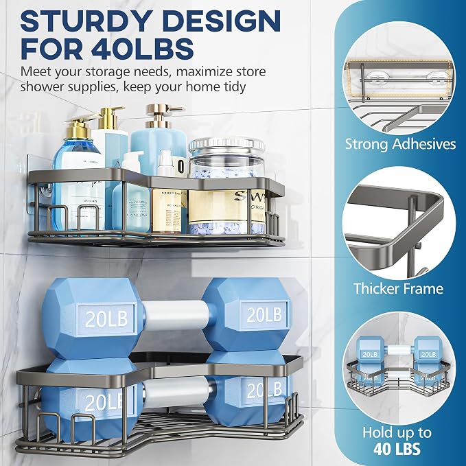 MAXIFFE 3 Pack Corner Shower Caddy - Image 4