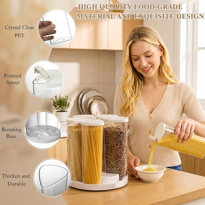 6 Grids 360° Rotating Cereal Dispenser Countertop - Image 6
