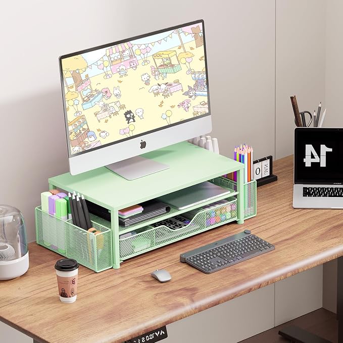 OPNICE Desk Organizers and Accessories, 2-Tier Computer Monitor Stand Riser - Image 5