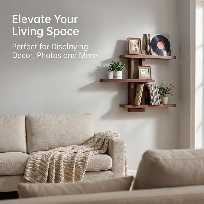 yaqew Variable Floating Shelves Wood Set of 3, Cube Wall Mounted Shelves 28.35" - Image 8