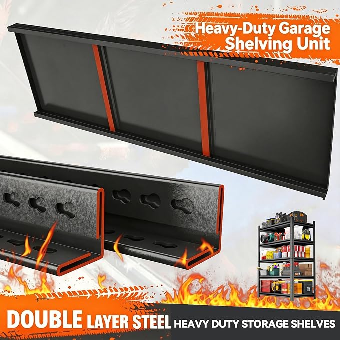 Garage Shelving Heavy Duty Storage Shelves, 2500 LBS Adjustable 4 Tier Shelving - Image 4