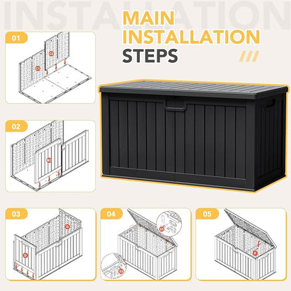 240 Gallon HDPE Deck Box Outdoor Indoor Waterproof Storage Box - Image 7