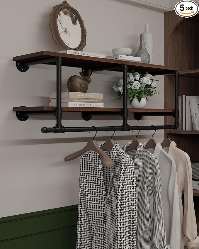 Wall Mounted Clothes Rack 12 Inch Deep, 42 Inch Heavy Duty Garment Rack by INDUSTRIALSHELVESDESIGN