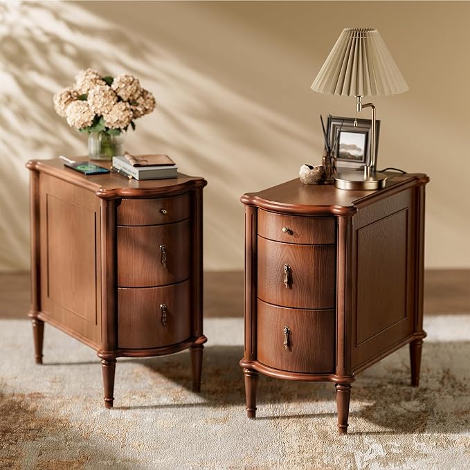 STO'SENSE Nightstand Set of 2 w/Charging Station & 3 Drawers, Pre-Assembled by Unknown