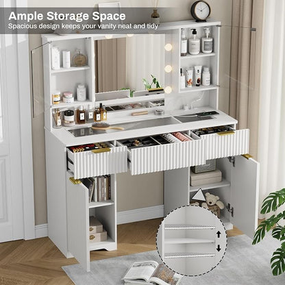 ONME Fluted Makeup Vanity Desk - Image 2