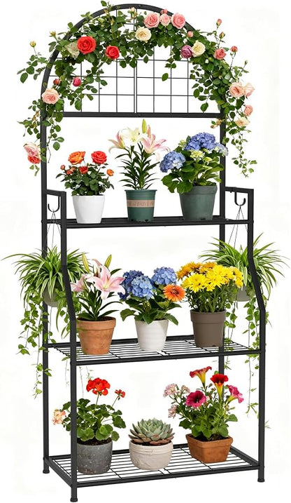 VGMiu 3 Tier Plant Stand Indoor Outdoor, Metal Plant Display Stand Plants Shelf by VGMiu