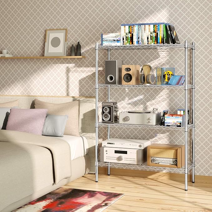 Auslar 4-Tier Heavy Duty Wire Shelving, Adjustable Storage Rack, Chrome | 14"D - Image 8