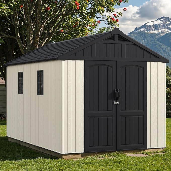 Devoko Resin Storage Shed with Floor, 8 x 12 FT Outdoor Plastic Tool Shed with - Image 7