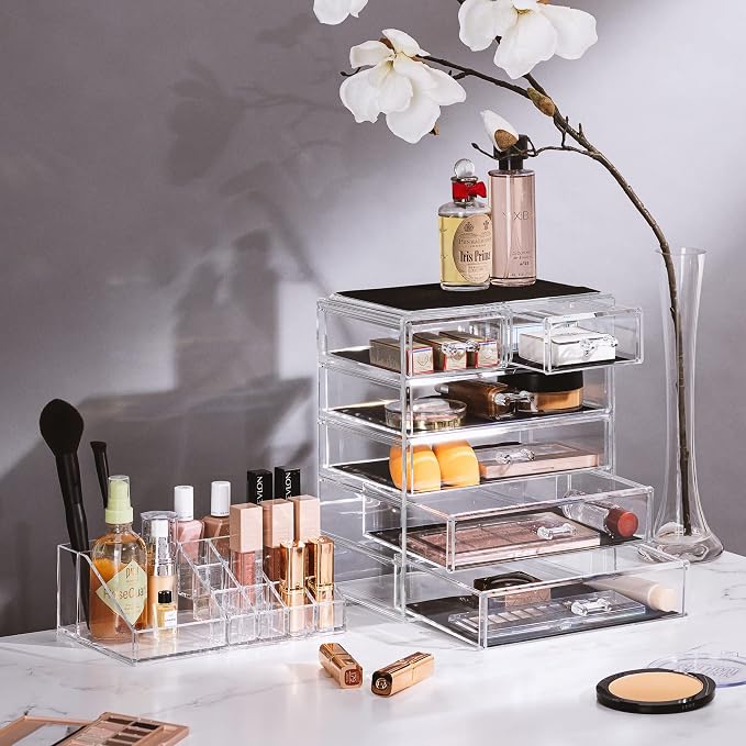 Sorbus Acrylic Makeup Organizer Set, 6-Drawer Vanity & Countertop Cosmetic - Image 3