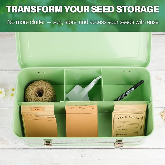 Seed Storage Box Organiser – Green Garden Seeds Tin - Image 7