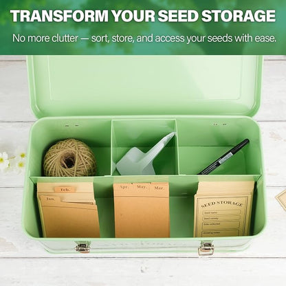 Seed Storage Box Organiser – Green Garden Seeds Tin - Image 7