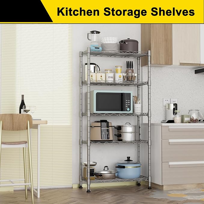 GIOTORENT 5-Wire Garage Shelving Storage Shelves, Kitchen Storage Adjustable - Image 3