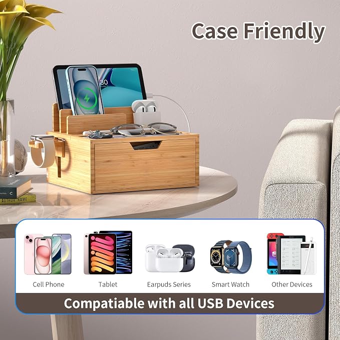 Multi-Device Charging Station Dock & Organizer, - Image 2
