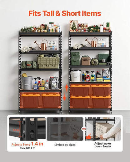 VEVOR Storage Shelves, 5-Tier Adjustable, 2000 lbs Capacity, Heavy Duty Garage - Image 4