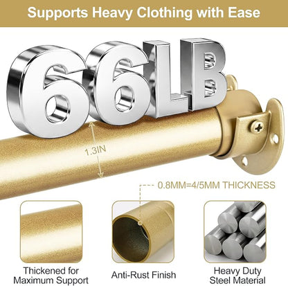 Adjustable Closet Rod for Hanging Clothes, 17-39inch Heavy Duty Metal tension - Image 3