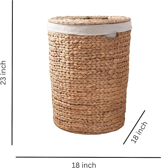 Round Woven Wicker Laundry Hamper - Image 6