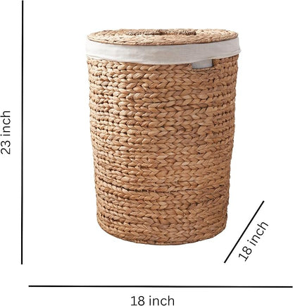 Round Woven Wicker Laundry Hamper - Image 6