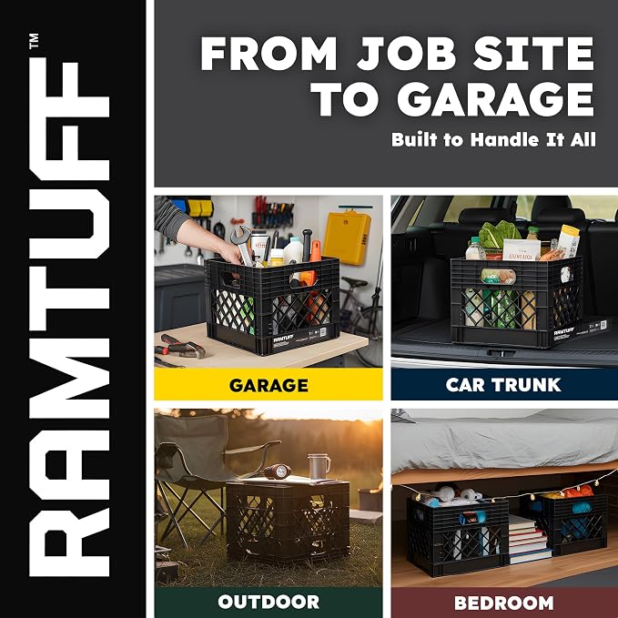 Ramtuff 1 Pack Storage Milk Crate, Durable Plastic Home Organizers, Stackable - Image 4