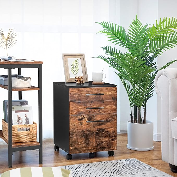 HOOBRO 3-Drawer File Cabinet, Wooden Under Desk Filing Cabinet, fits A4/Letter - Image 6