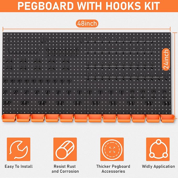 INCLY 48x24 Inch Metal Peg Board Kit - Image 6