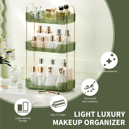 3 Tier Bathroom Organizer Countertop Makeup Perfume Tray Skincare Organizer - Image 3