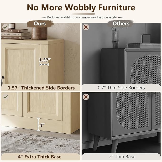39" W Modern Buffet Cabinet, Modular Sideboard Cabinet - Image 6