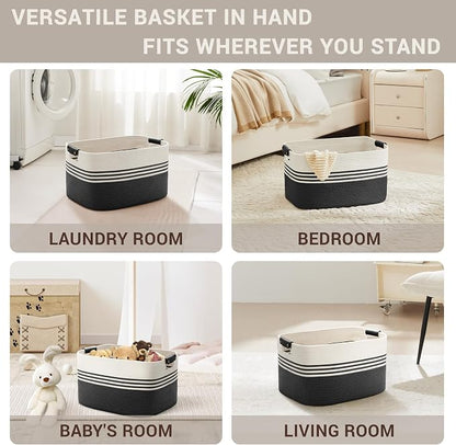45L Small Laundry Basket with Leather Handles - Image 4