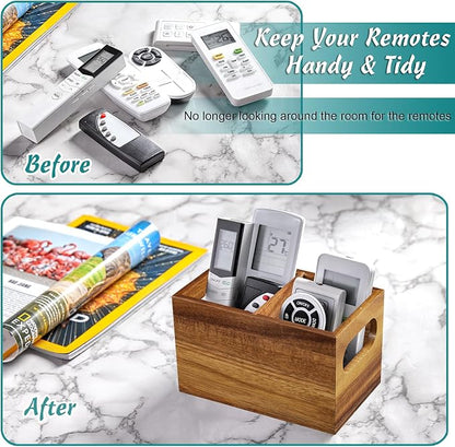DRASTAR Remote Control Holder, Wood TV Remote Holder, Remote Storage Caddy - Image 2