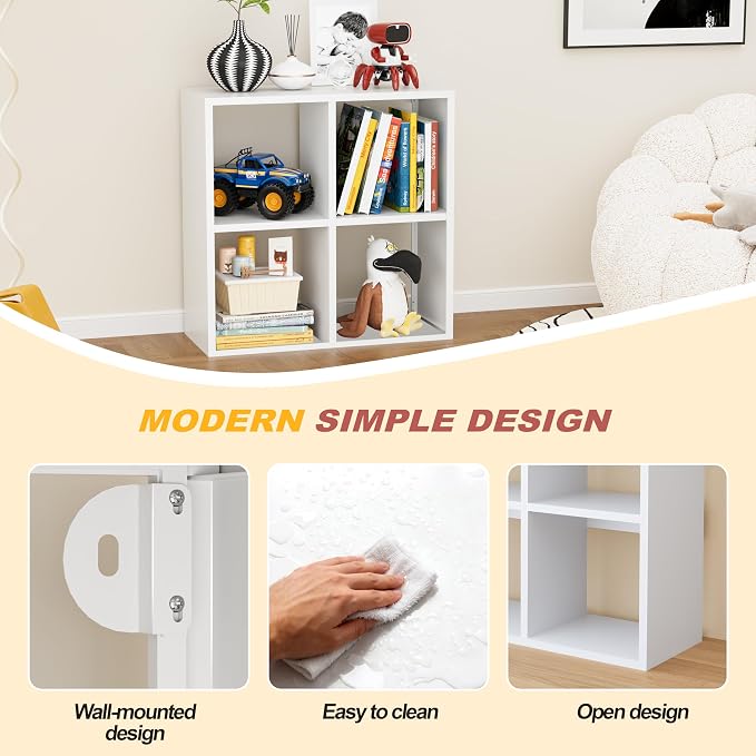 4 Cube Storage Organizer, Metal Cubby Storage Shelf, Small Box Bookshelf - Image 3