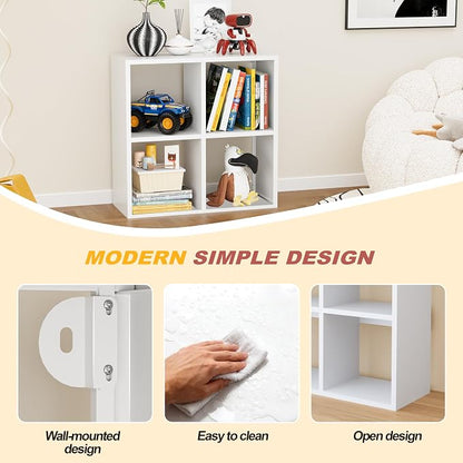4 Cube Storage Organizer, Metal Cubby Storage Shelf, Small Box Bookshelf - Image 3