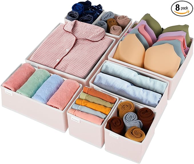 Criusia 8 Pack Underwear Drawer Organizer, Drawer Organizer Clothes, Foldable by Criusia