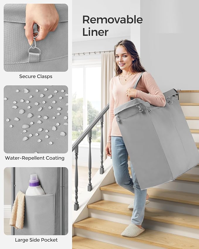 SONGMICS Laundry Basket with Wheels, Rolling Laundry Hamper, 23.8 Gallons - Image 4