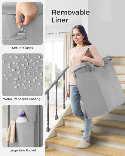 SONGMICS Laundry Basket with Wheels, Rolling Laundry Hamper, 23.8 Gallons - Image 4