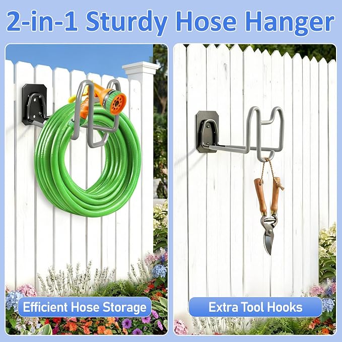 2pcs Garden Hose Holder with Tool Hook - Image 2
