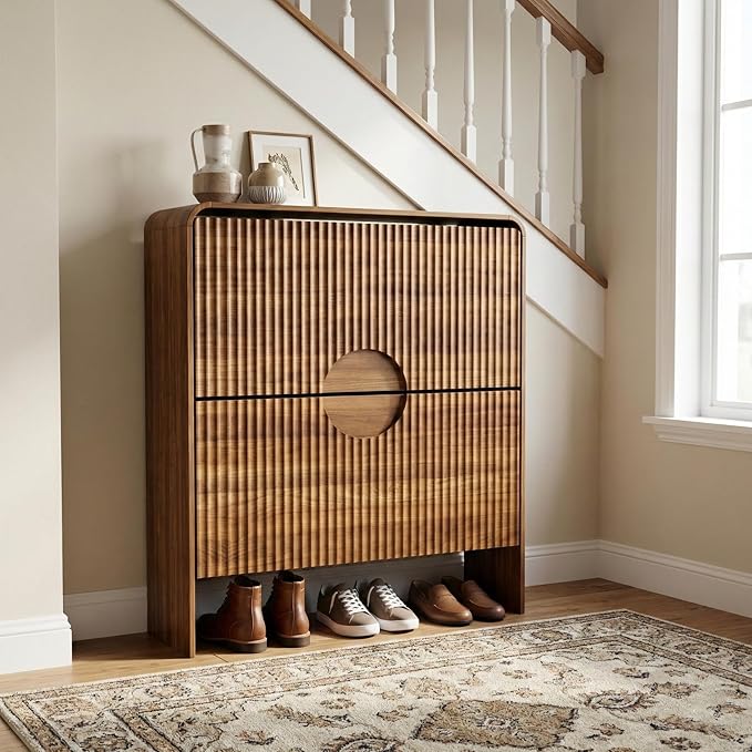 Slim Shoe Storage Cabinet for Entryway, Narrow Shoe Cabinet - Image 6