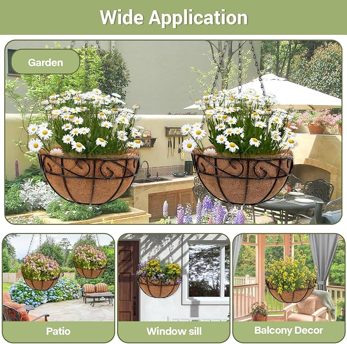 2 Pack 10 inch Metal Hanging Baskets - Image 5