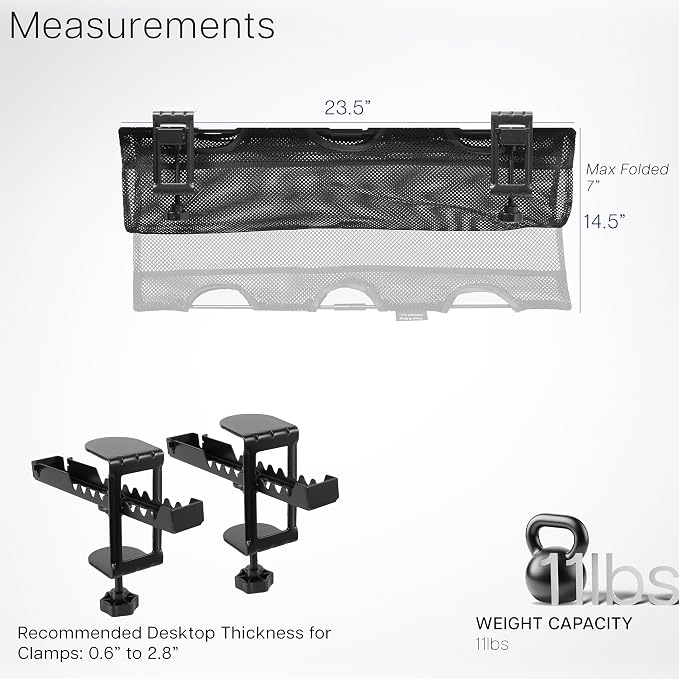 VIVO No Drill Clamp-on 24 inch Mesh Net Under Desk Cable Management Wire - Image 6