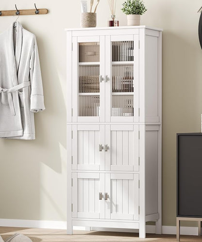 Akxomel 53.1" Tall Bathroom Cabinet 6 Doors Linen Floor Storage Cabinet | - Image 2