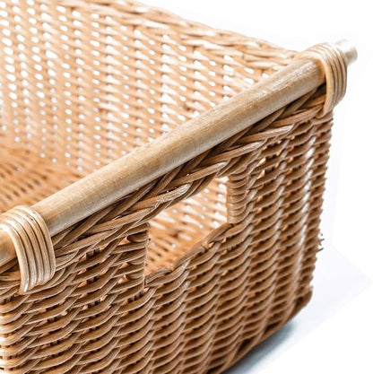 The Basket Lady Pole Handle Wicker Storage Basket, Extra Large, 20 in L x 16 in - Image 4